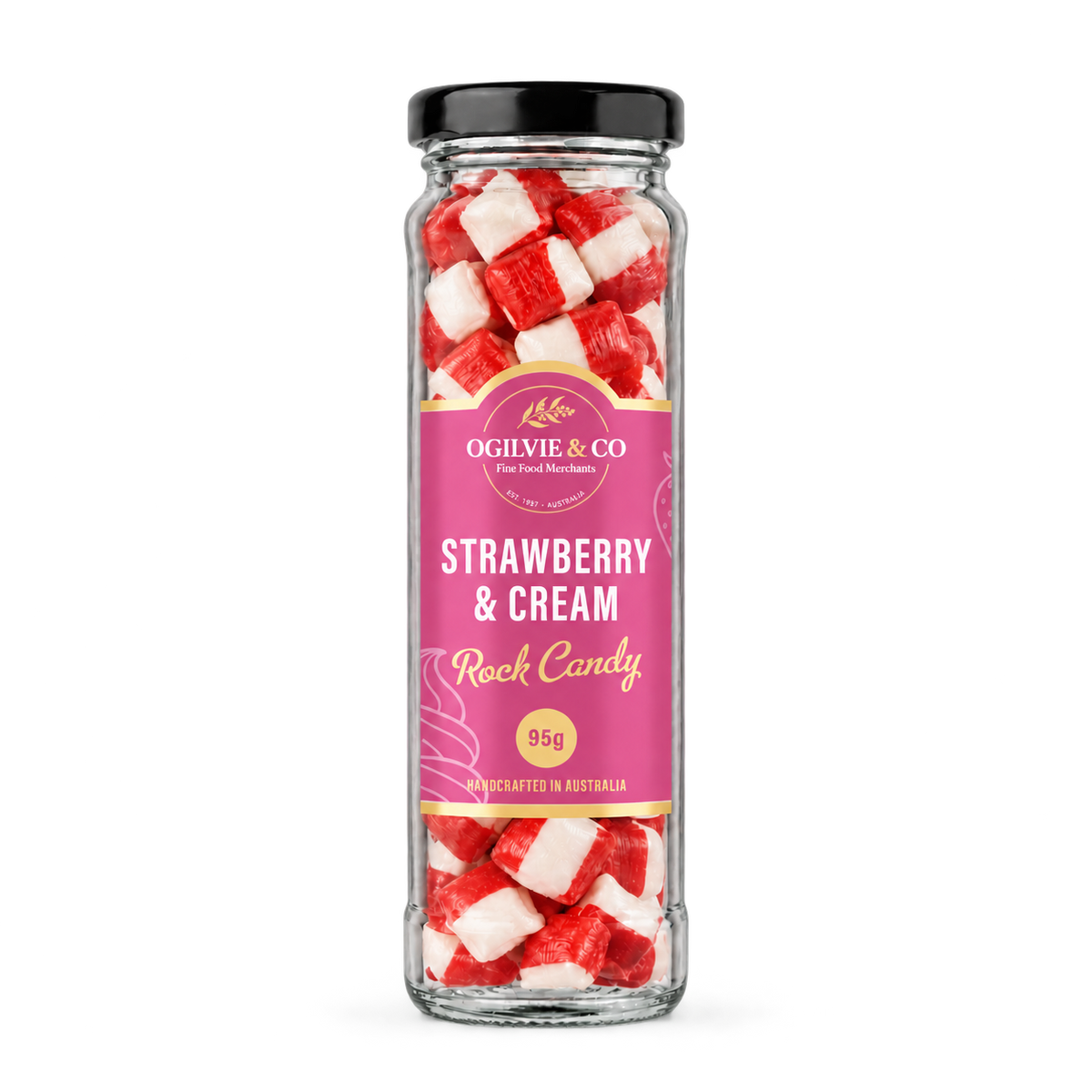 Ogilvie &amp; Co Strawberry &amp; Cream Rock 95g